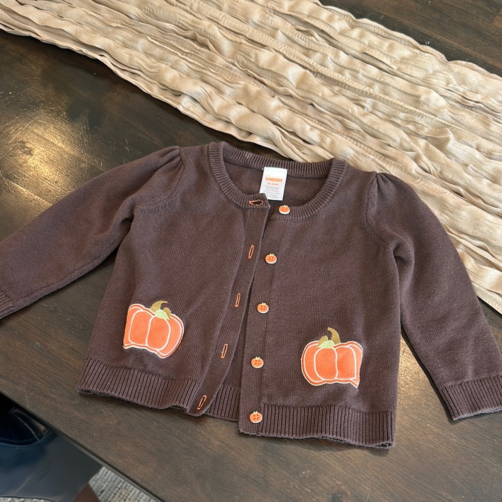 Gymboree Brown Cardigan with Pumpkin Buttons